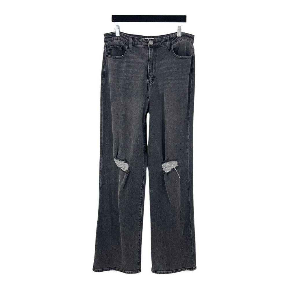 GB Size 13 Black Distressed Straight Leg Mom Jeans New